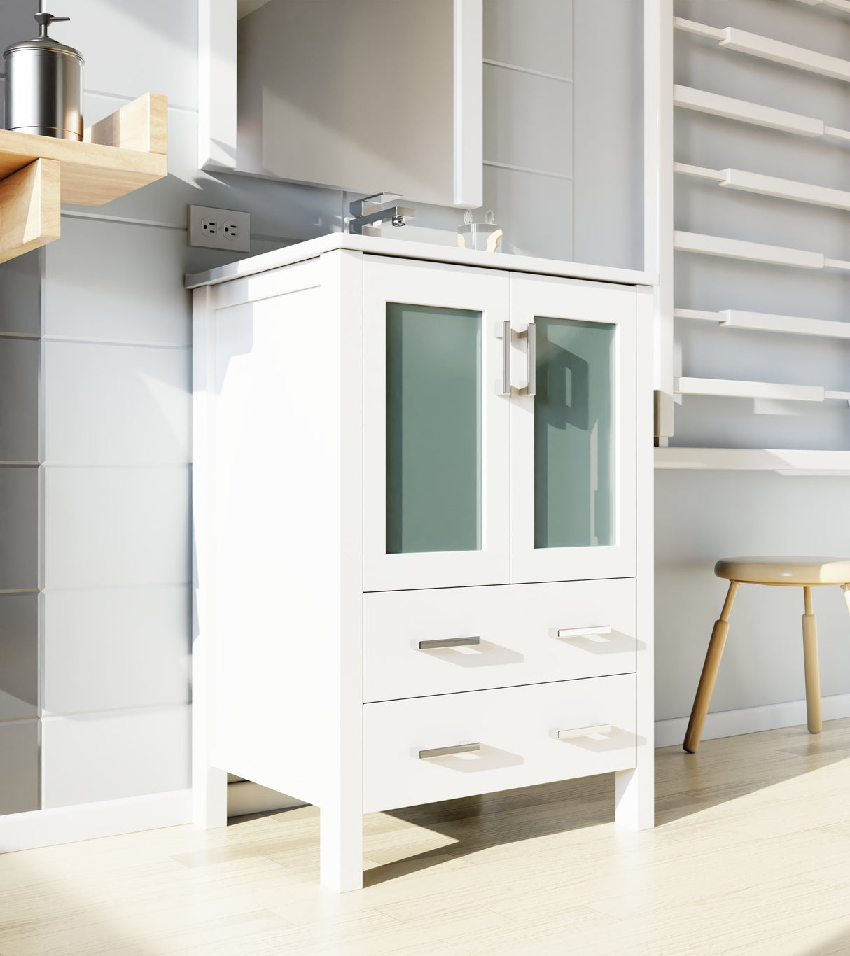 Volez White Freestanding Bathroom Vanity