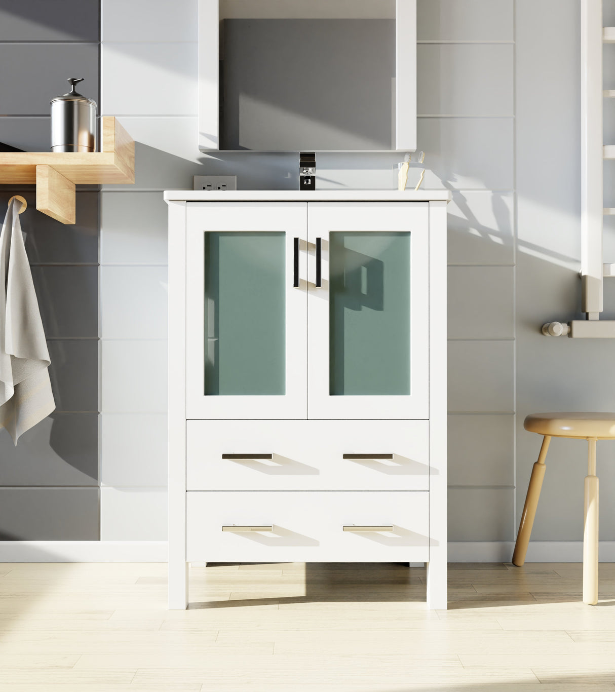 Volez White Freestanding Bathroom Vanity