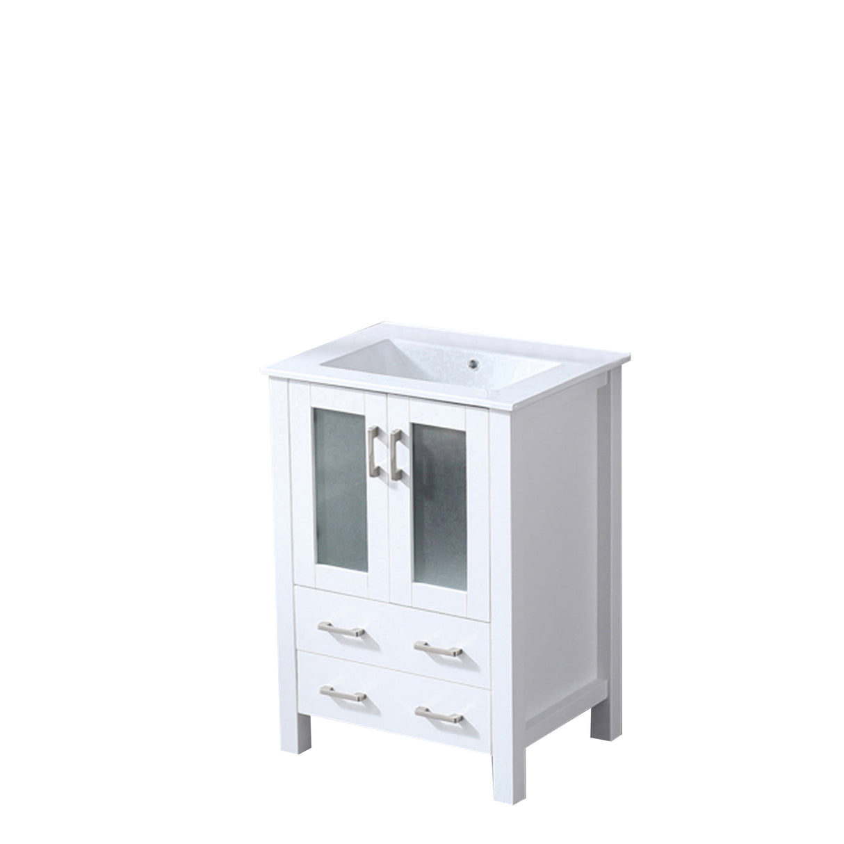 Volez 24 in. Freestanding Bathroom Vanity with Integrated Top, White integrated Square Sink