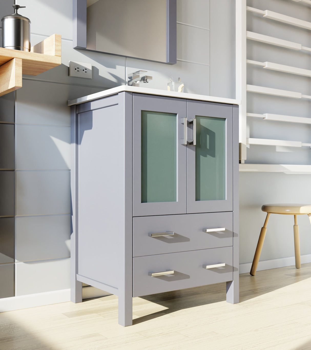 Volez Dark Grey Freestanding Bathroom Vanity