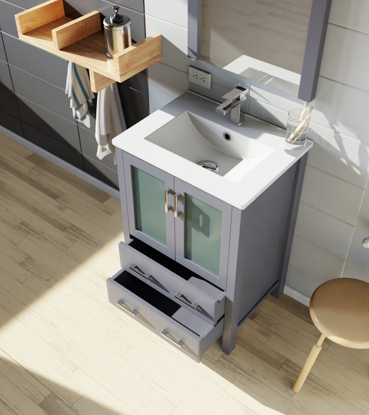 Volez Dark Grey Freestanding Bathroom Vanity