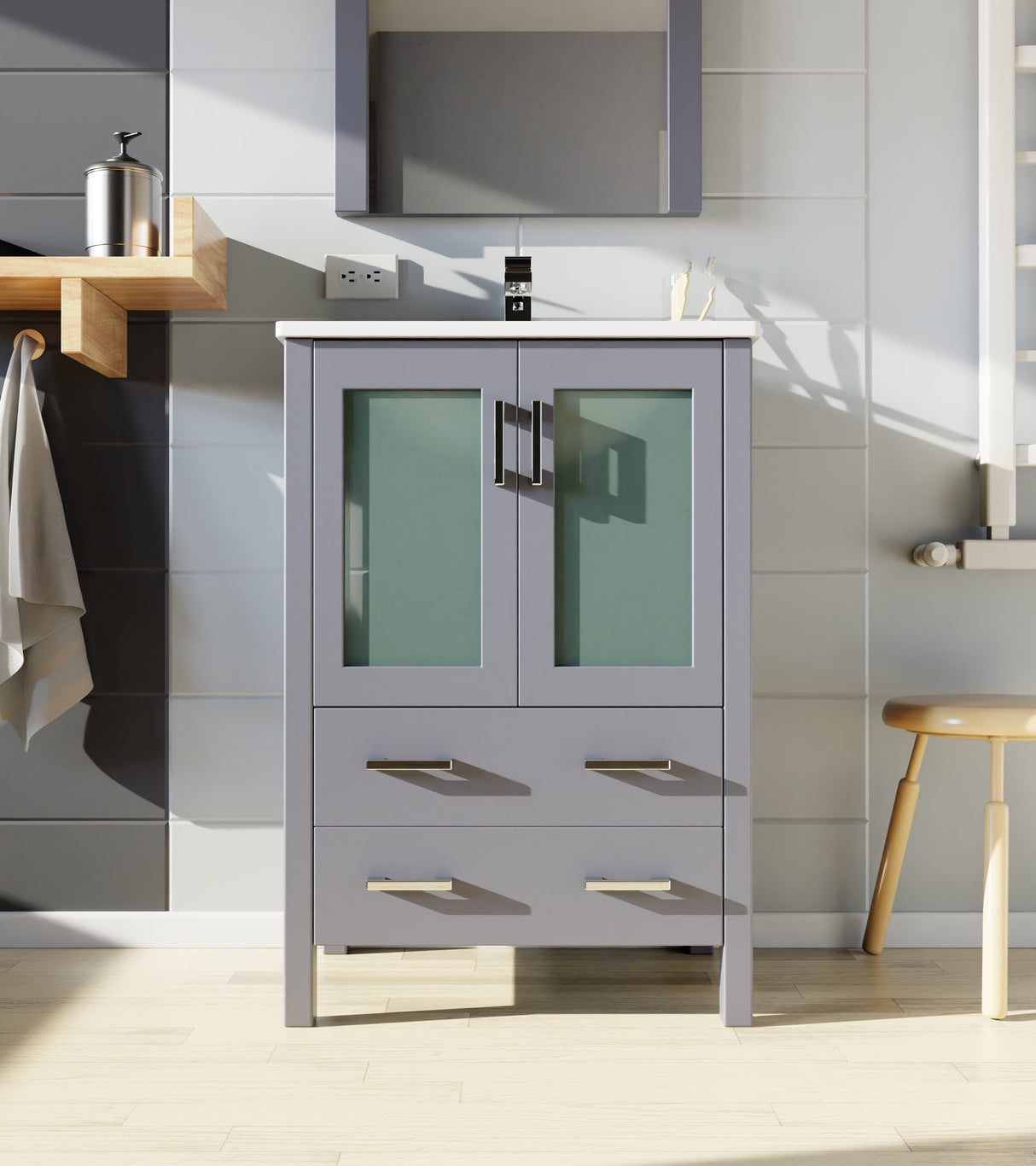 Volez Dark Grey Freestanding Bathroom Vanity