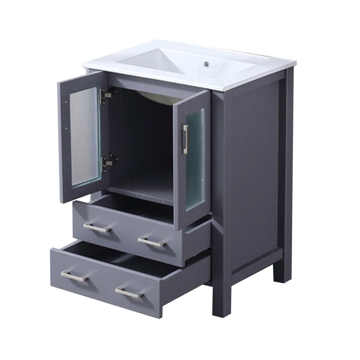Volez 24 in. Freestanding Bathroom Vanity with Integrated Top, White integrated Square Sink