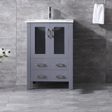Volez Dark Grey Freestanding Bathroom Vanity with Integrated Top, White integrated Square Sink