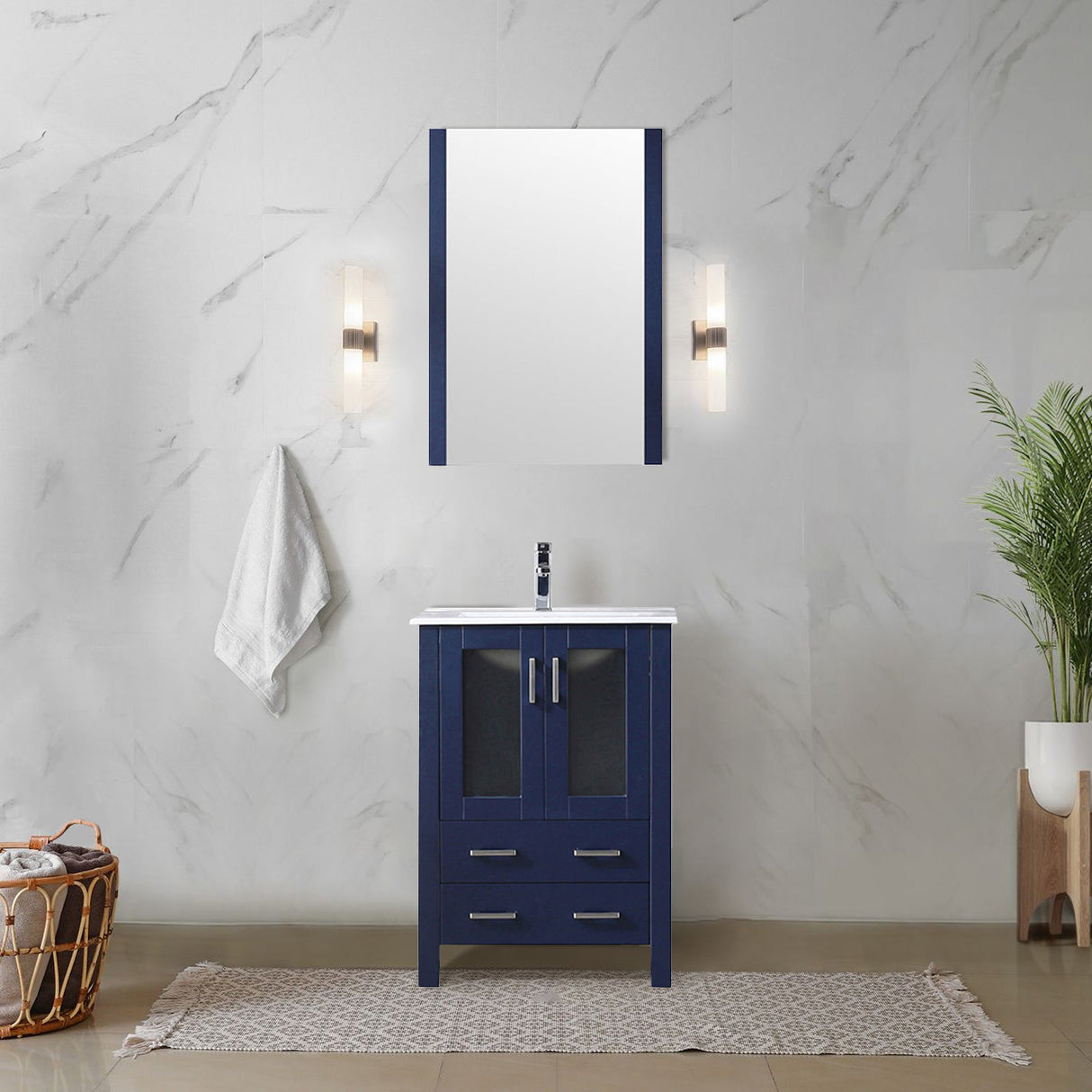 Volez Navy Blue Freestanding Bathroom Vanity