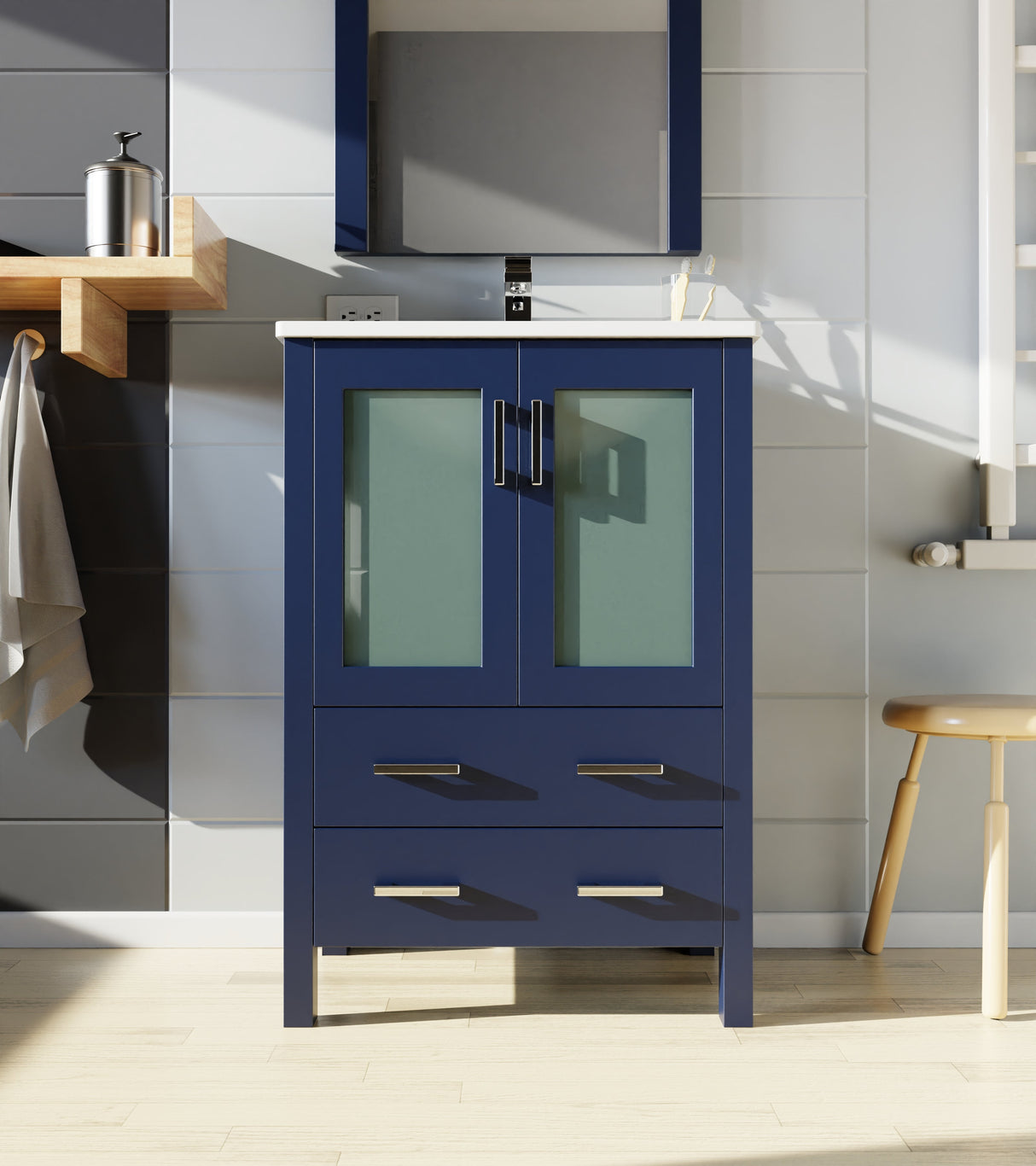 Volez Navy Blue Freestanding Bathroom Vanity