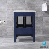 Volez Navy Blue Freestanding Bathroom Vanity with Integrated Top, White integrated Square Sink