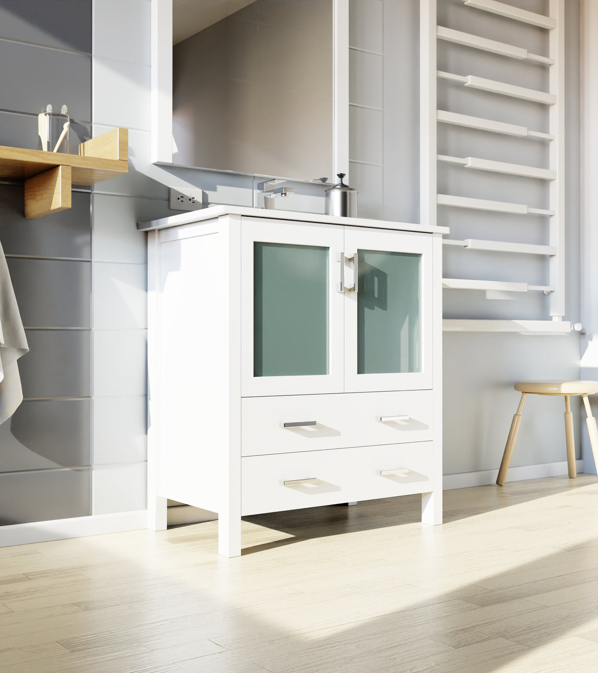 Volez White Freestanding Bathroom Vanity