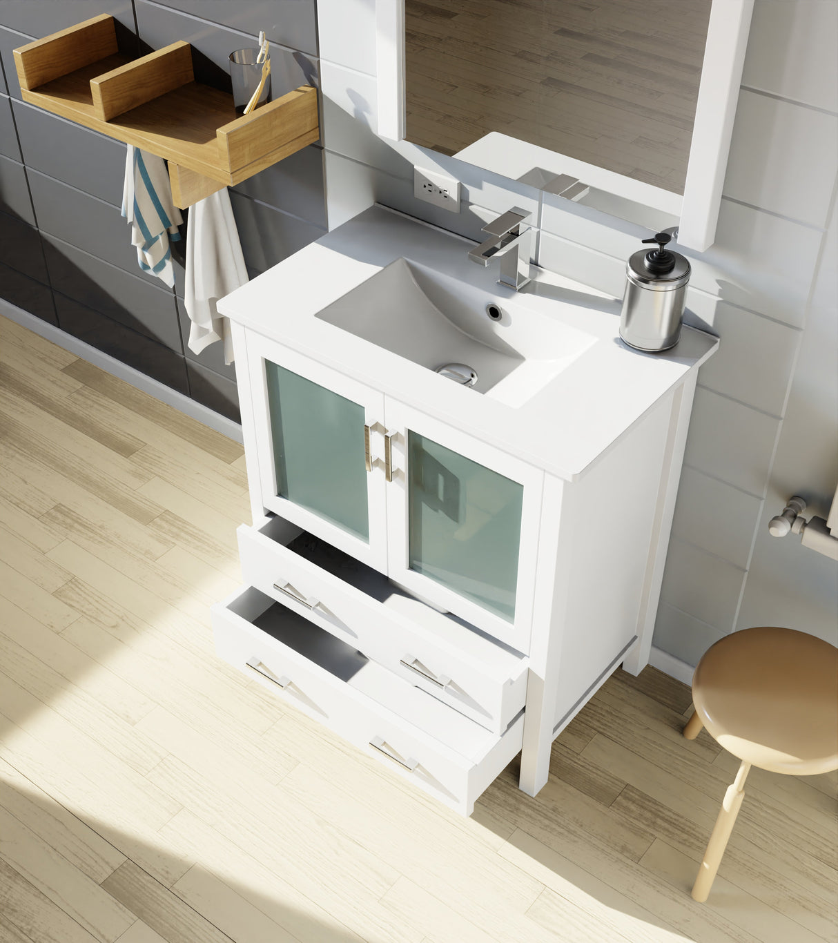 Volez White Freestanding Bathroom Vanity