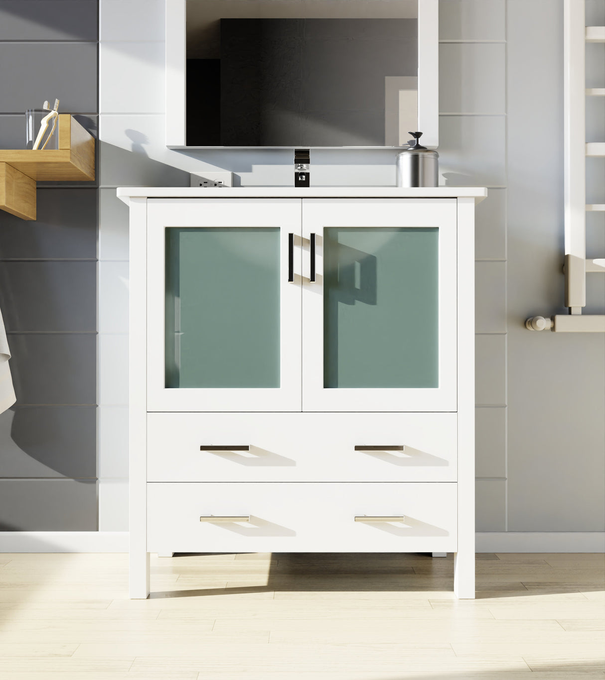 Volez White Freestanding Bathroom Vanity
