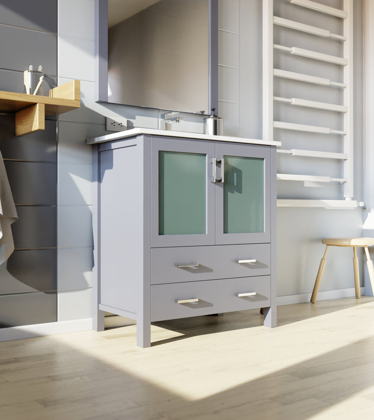 Volez Dark Grey Freestanding Bathroom Vanity