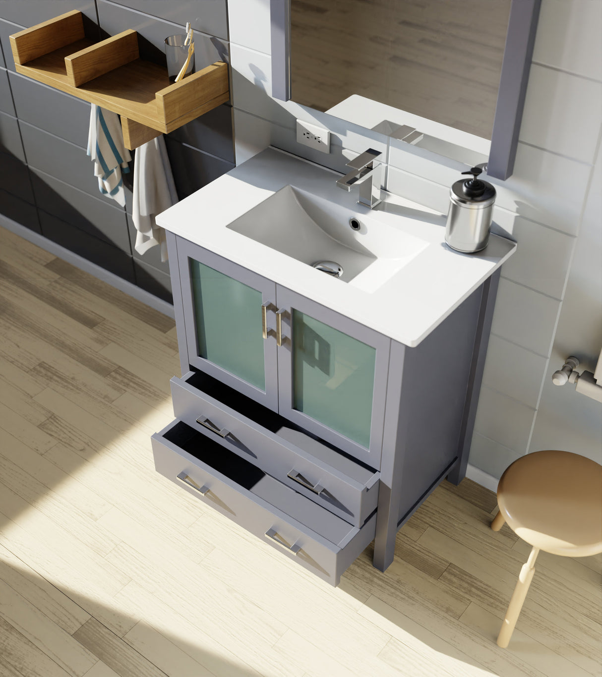 Volez Dark Grey Freestanding Bathroom Vanity