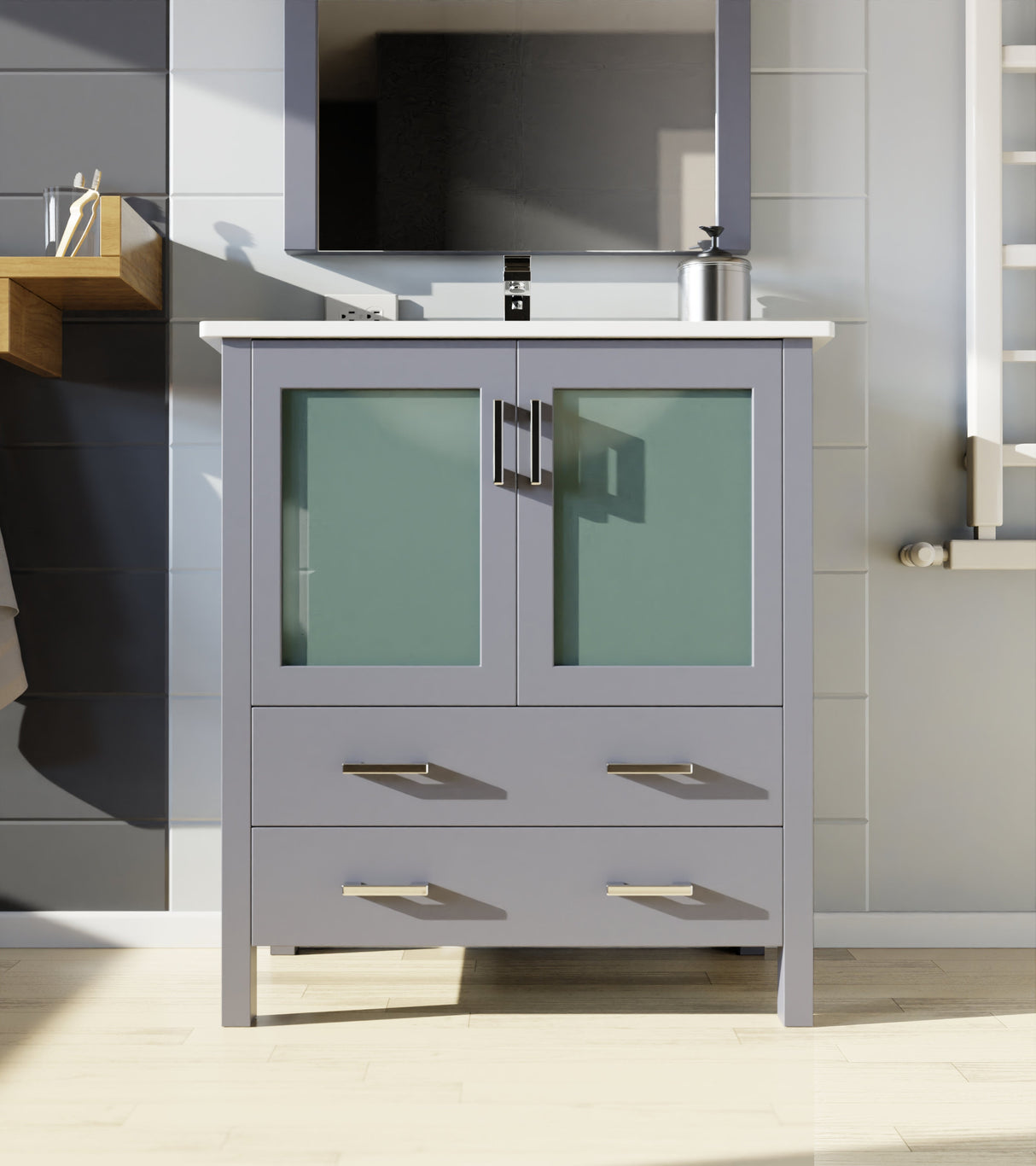 Volez Dark Grey Freestanding Bathroom Vanity