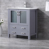Volez Dark Grey Freestanding Bathroom Vanity with Integrated Top, White integrated Square Sink