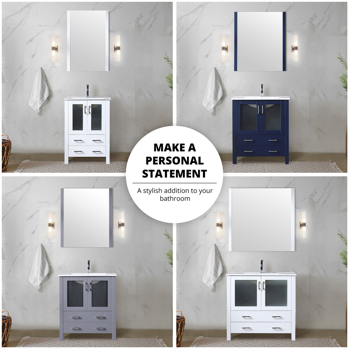 Volez Navy Blue Freestanding Bathroom Vanity