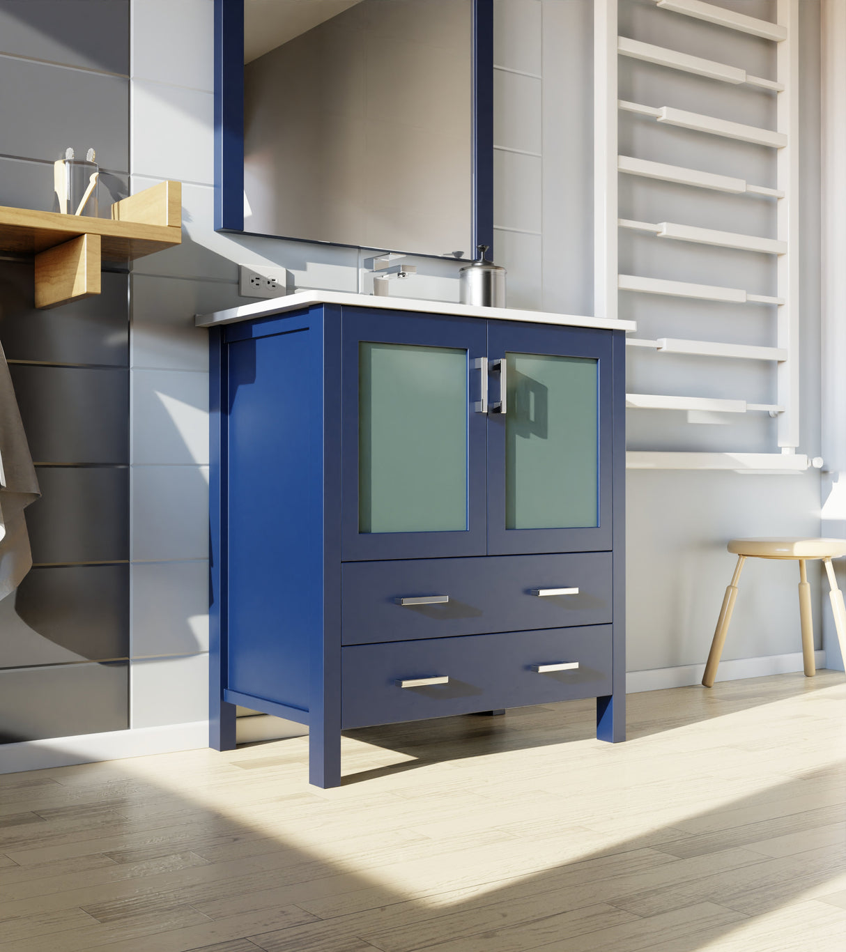Volez Navy Blue Freestanding Bathroom Vanity