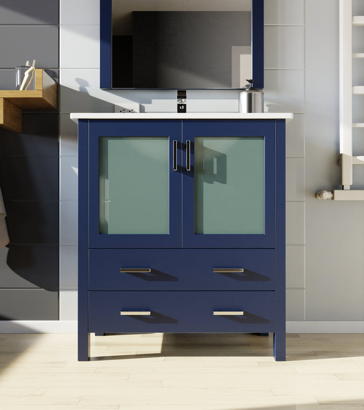 Volez Navy Blue Freestanding Bathroom Vanity