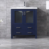 Volez Navy Blue Freestanding Bathroom Vanity with Integrated Top, White integrated Square Sink