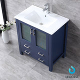 Volez Navy Blue Freestanding Bathroom Vanity with Integrated Top, White integrated Square Sink