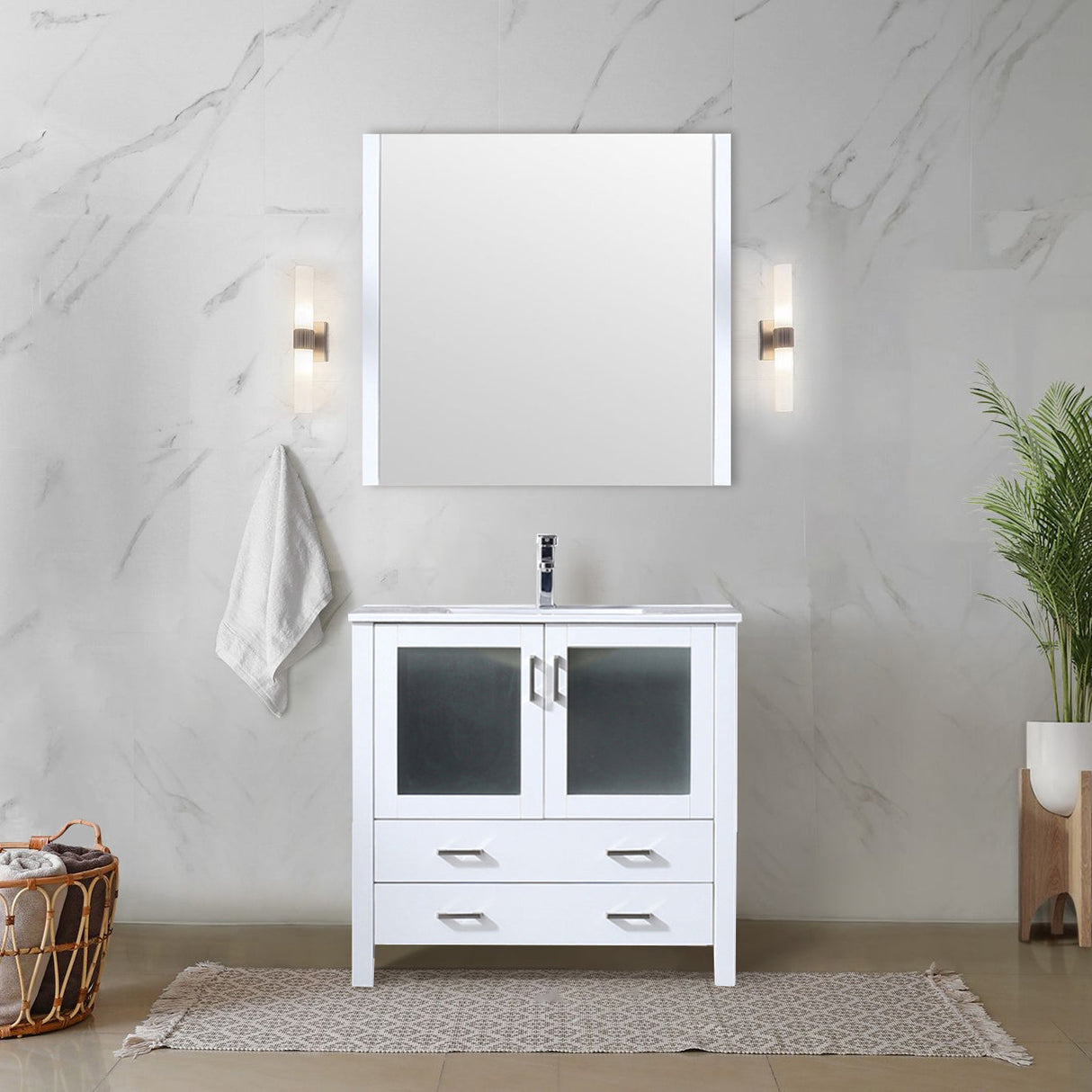 Volez White Freestanding Bathroom Vanity