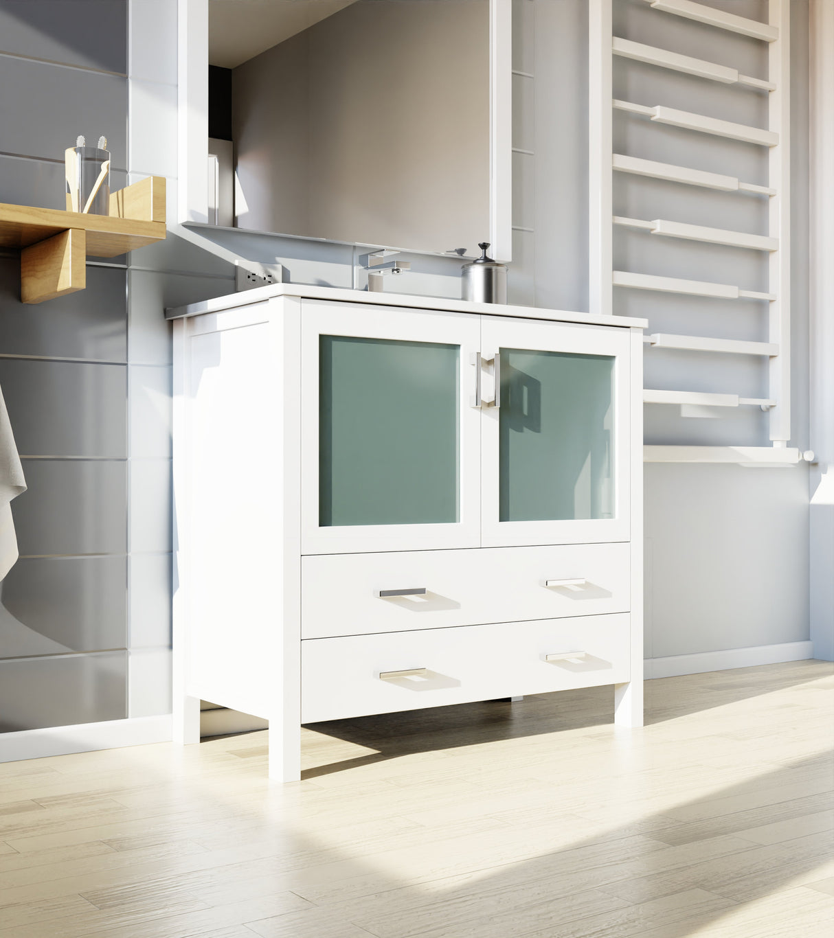 Volez White Freestanding Bathroom Vanity