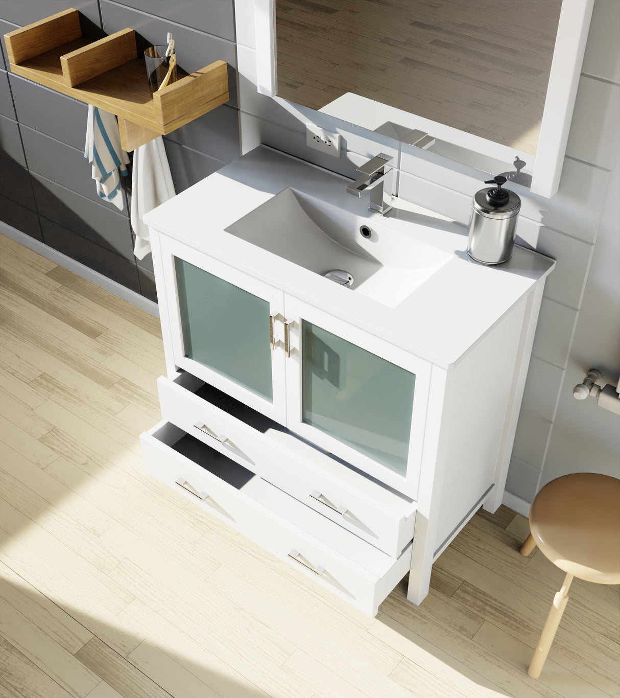Volez White Freestanding Bathroom Vanity