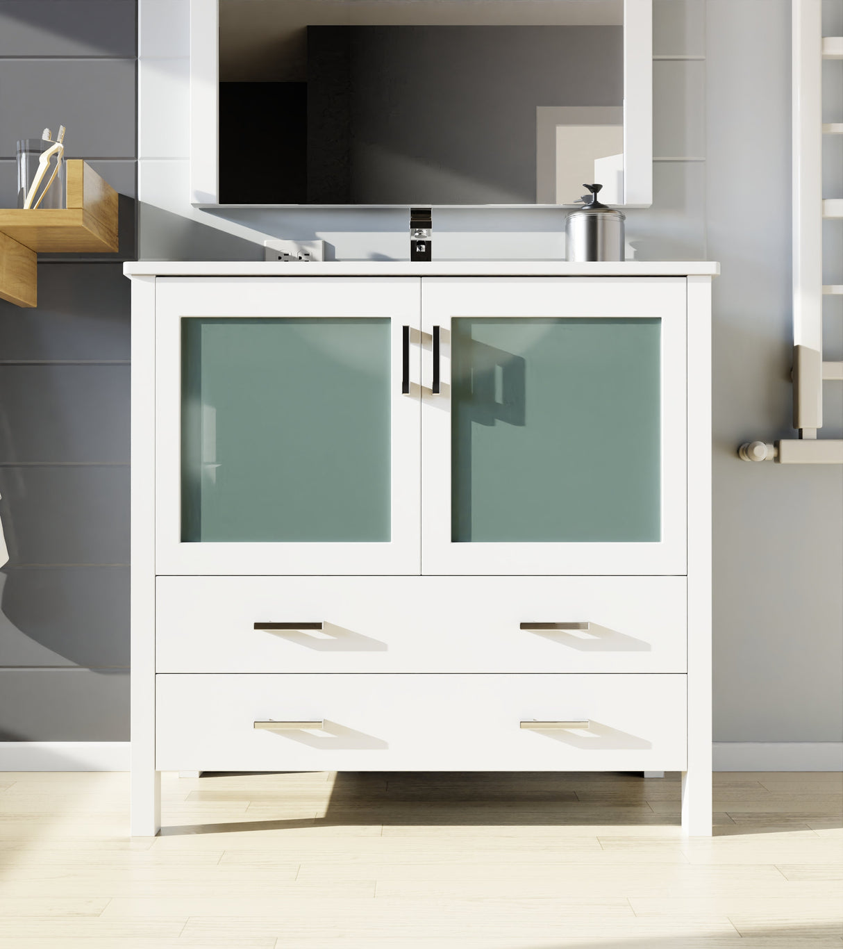 Volez White Freestanding Bathroom Vanity