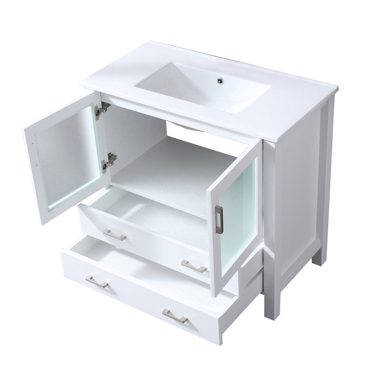 Volez 36 in. Freestanding Bathroom Vanity with Integrated Top, White integrated Square Sink