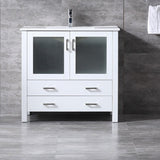 Volez White Freestanding Bathroom Vanity with Integrated Top, White integrated Square Sink