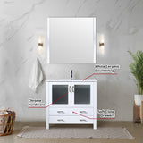 Volez 36 in. Freestanding Bathroom Vanity with Integrated Top, White integrated Square Sink