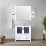 Volez 36 in. Freestanding Bathroom Vanity with Integrated Top, White integrated Square Sink