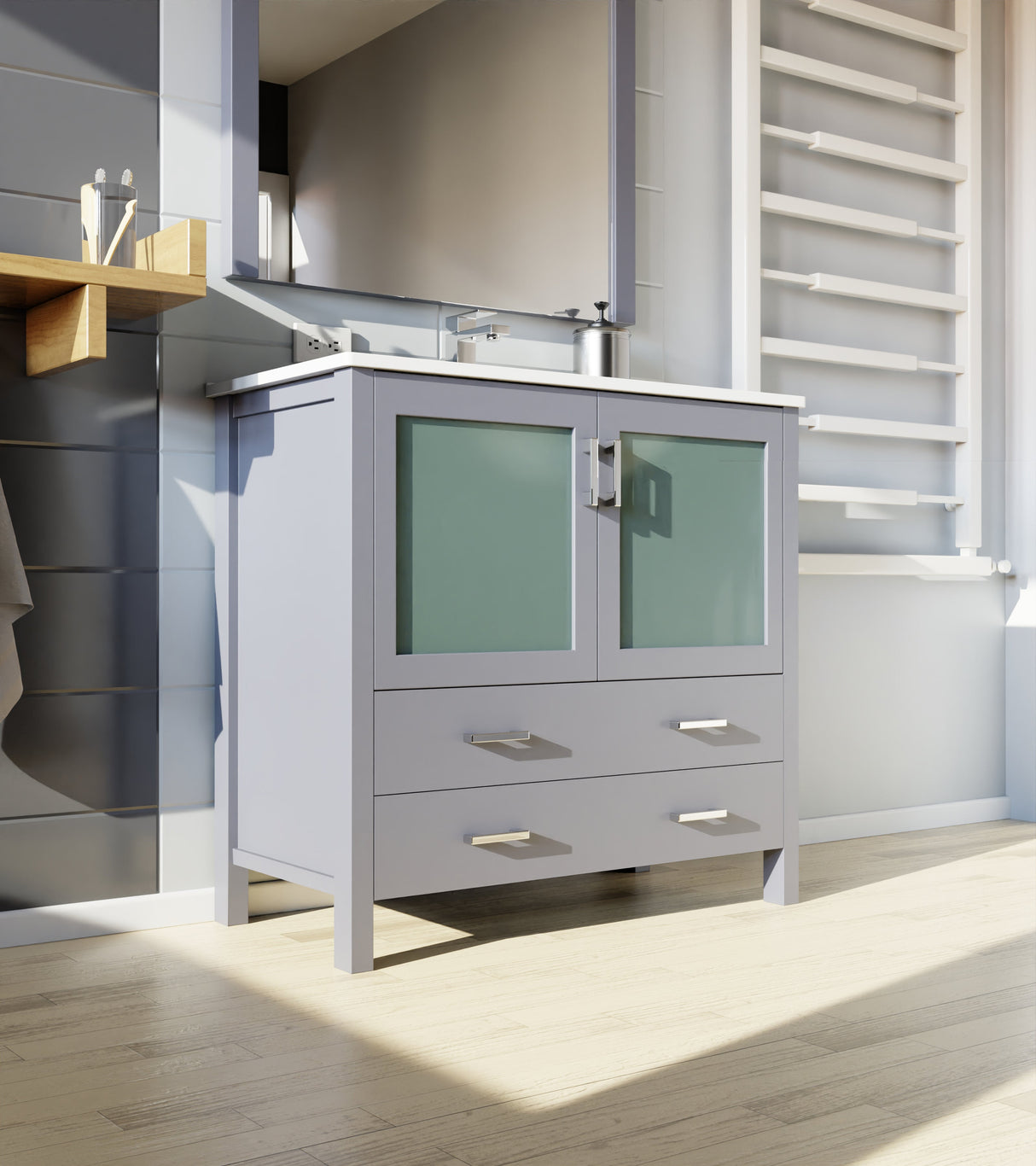 Volez Dark Grey Freestanding Bathroom Vanity