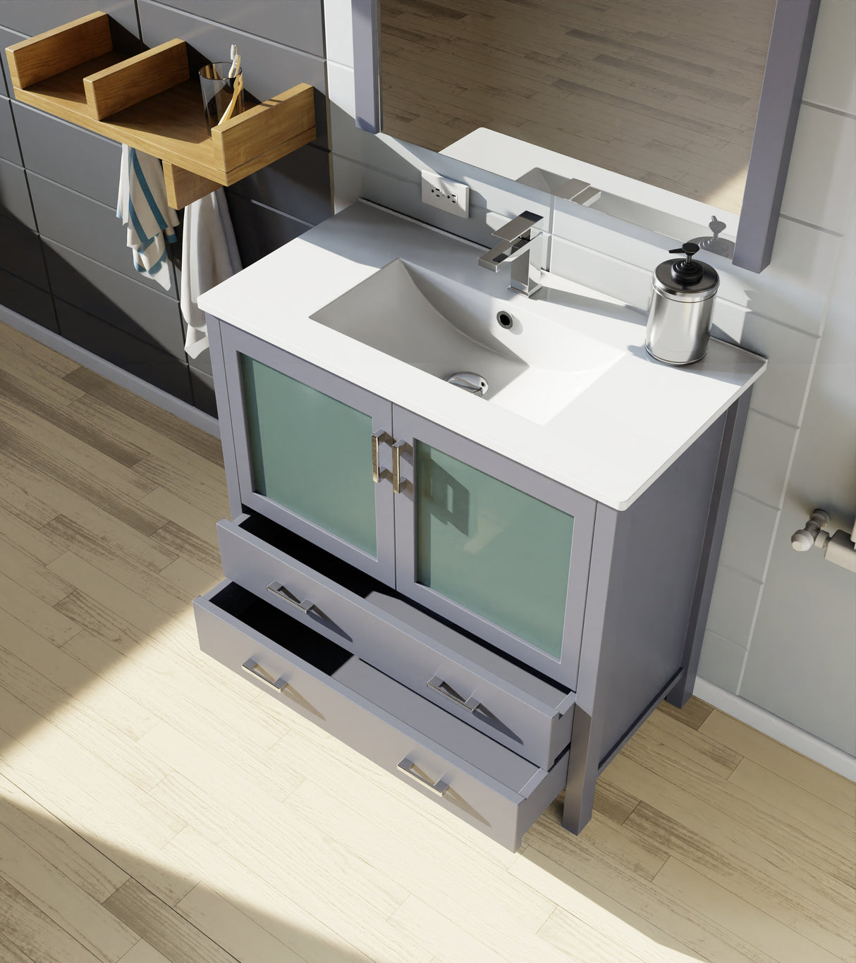 Volez Dark Grey Freestanding Bathroom Vanity