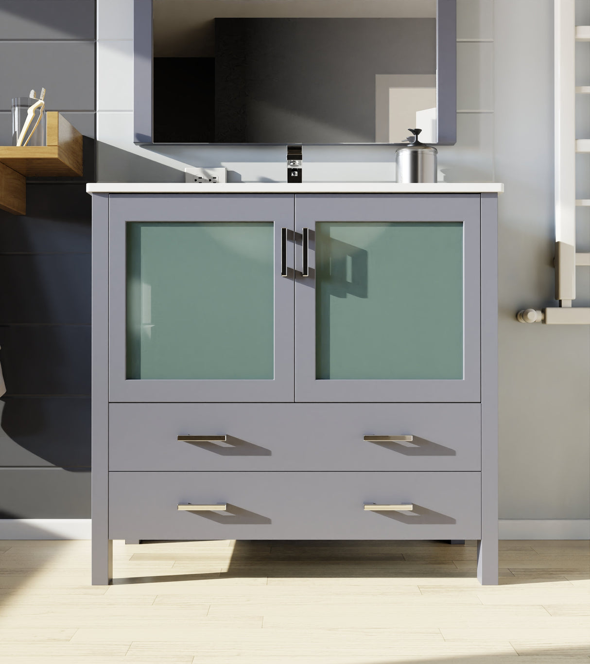 Volez Dark Grey Freestanding Bathroom Vanity