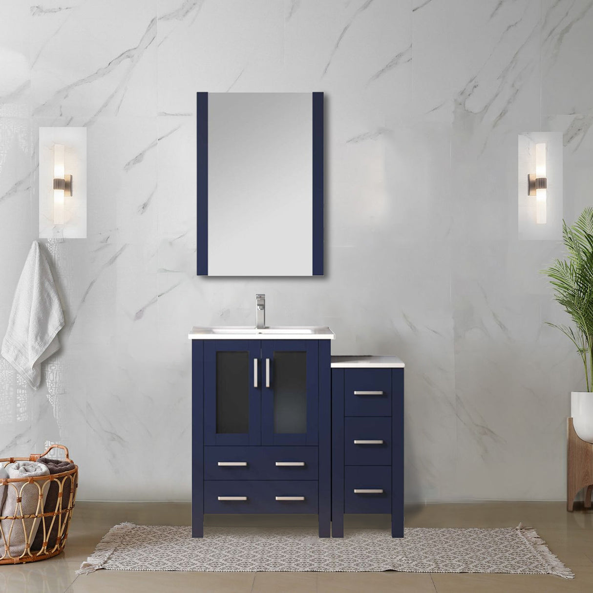 Volez Navy Blue Freestanding Bathroom Vanity