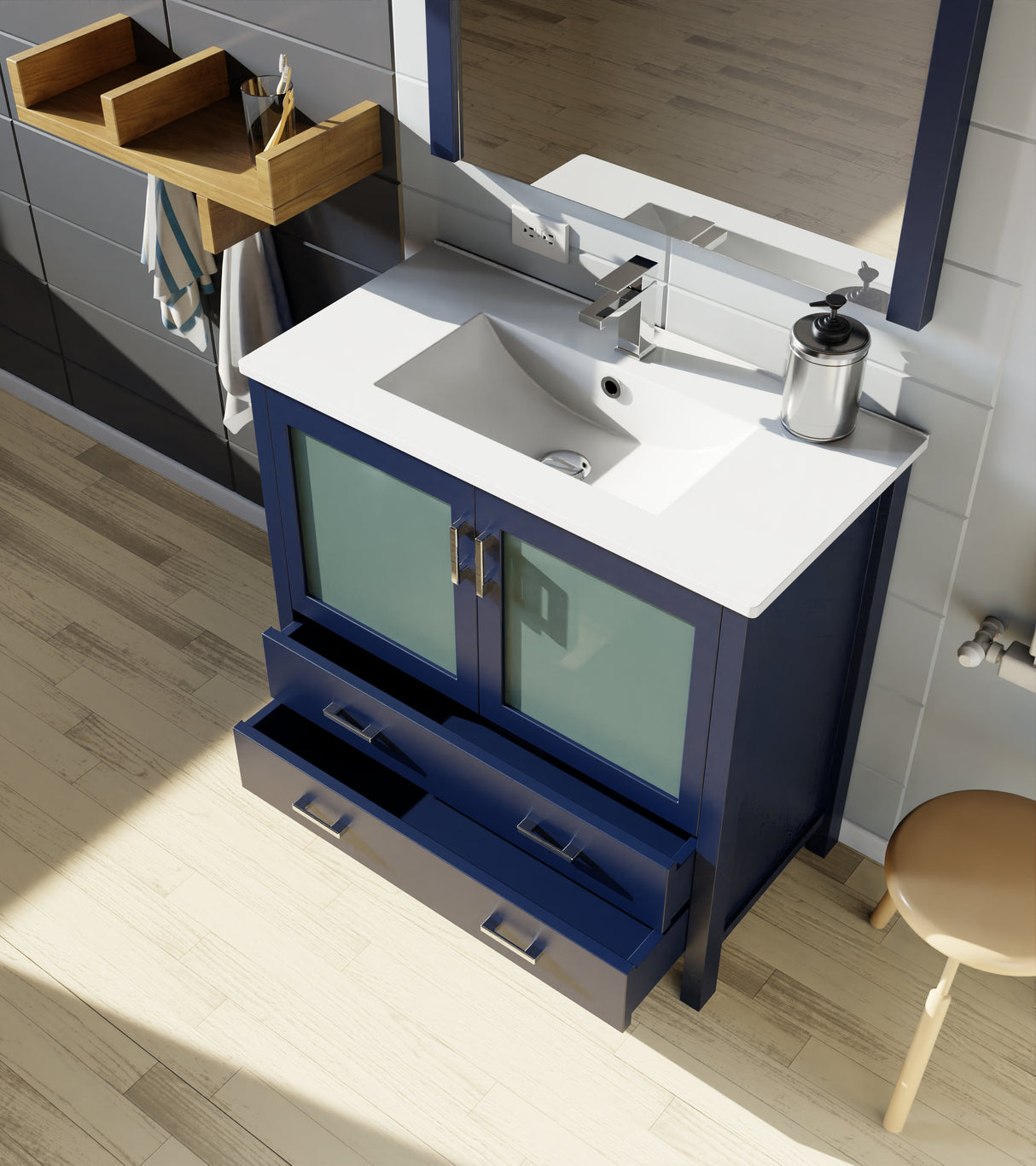Volez Navy Blue Freestanding Bathroom Vanity
