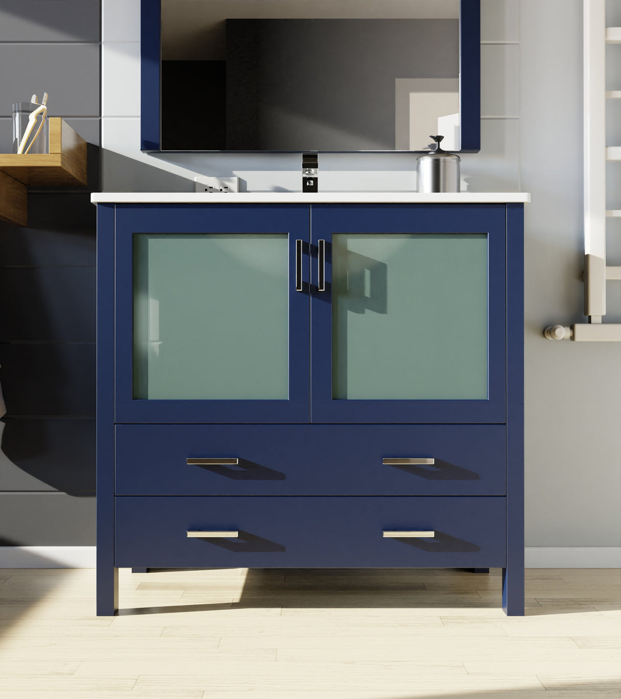 Volez Navy Blue Freestanding Bathroom Vanity