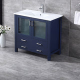 Volez Navy Blue Freestanding Bathroom Vanity with Integrated Top, White integrated Square Sink