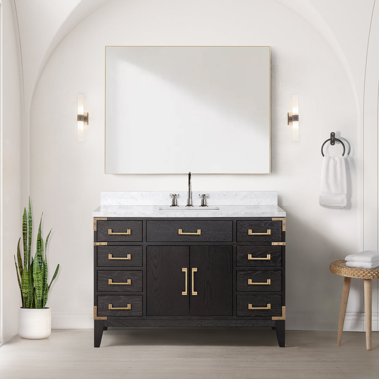 Laurel 48 in. Freestanding Bathroom Vanity with Carrara Marble Sink Top
