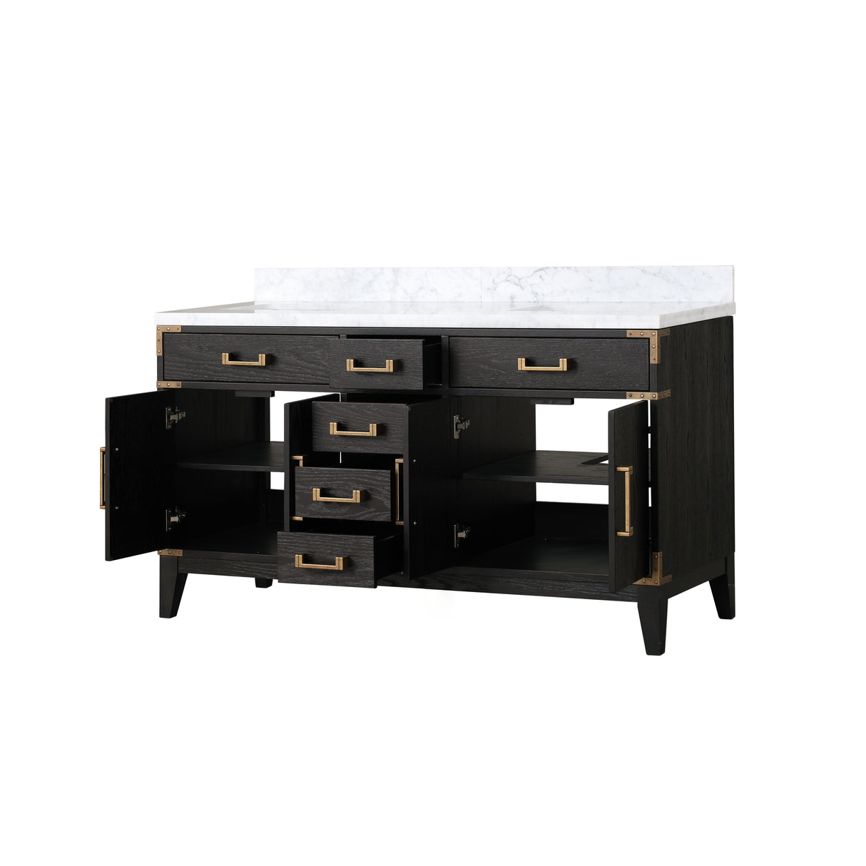 Laurel 60 in. Freestanding Bathroom Vanity with Carrara Marble Sink Top