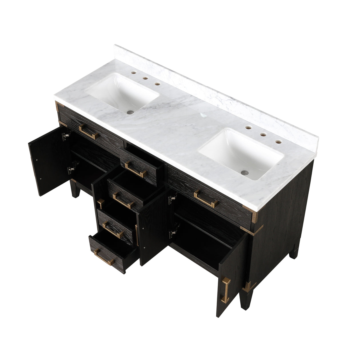 Laurel 60 in. Freestanding Bathroom Vanity with Carrara Marble Sink Top