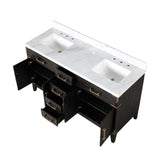 Laurel 60 in. Freestanding Bathroom Vanity with Carrara Marble Sink Top