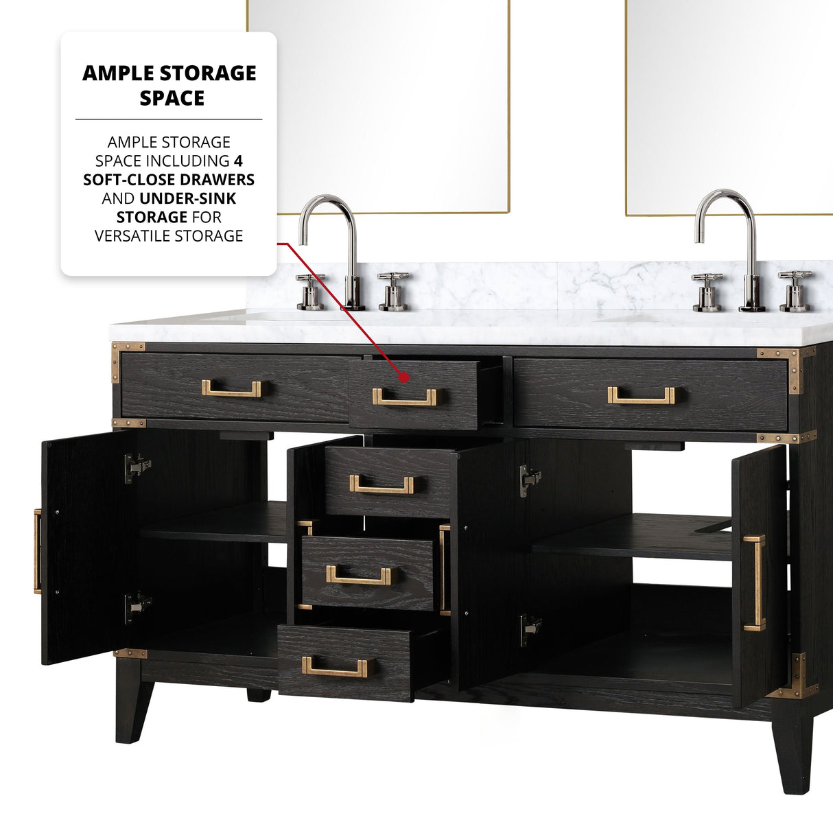Laurel 60 in. Freestanding Bathroom Vanity with Carrara Marble Sink Top