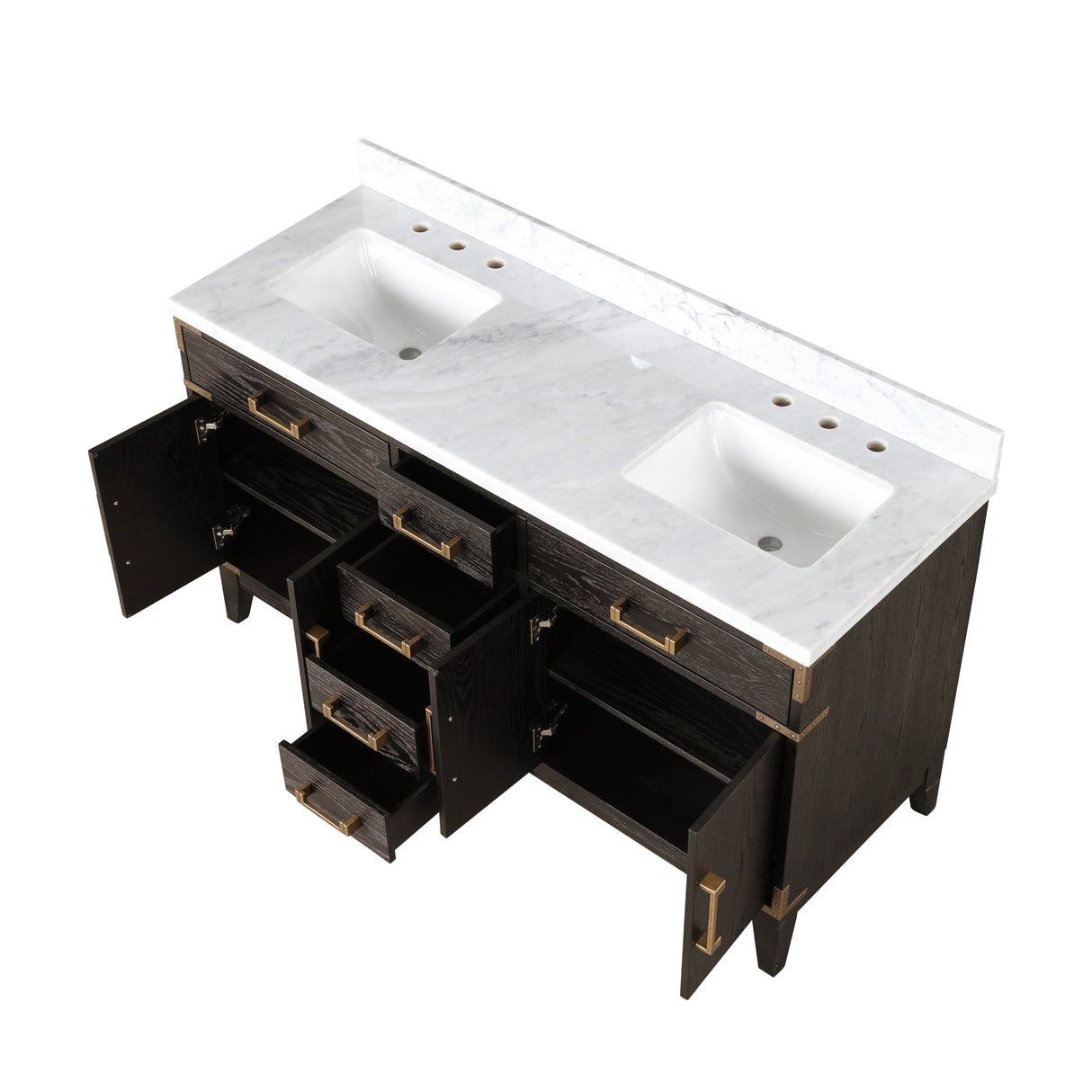 Laurel 60 in. Freestanding Bathroom Vanity with Carrara Marble Sink Top