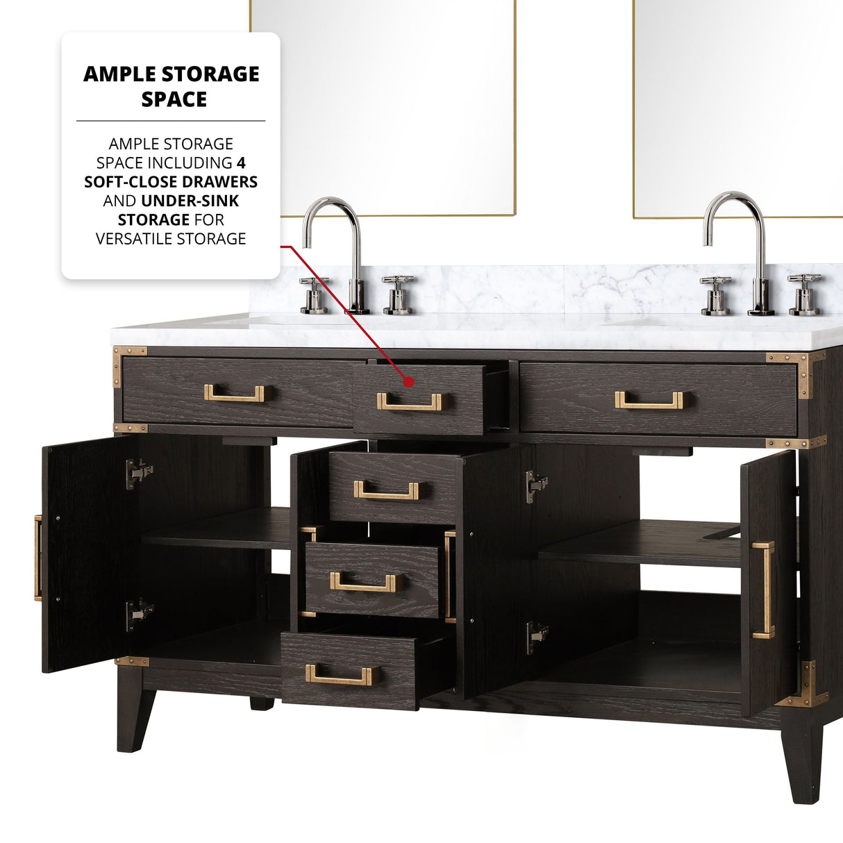 Laurel 60 in. Freestanding Bathroom Vanity with Carrara Marble Sink Top