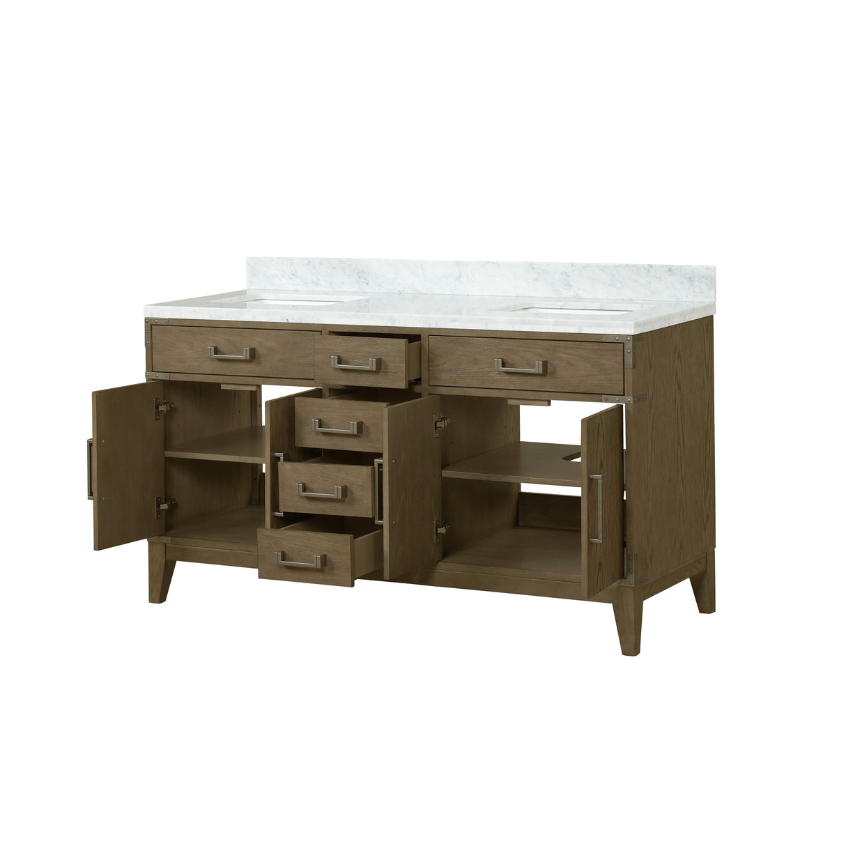 Laurel 60 in. Freestanding Bathroom Vanity with Carrara Marble Sink Top