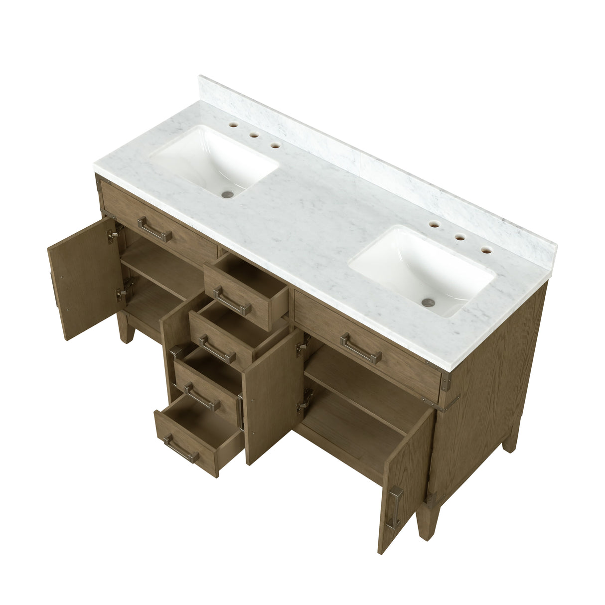 Laurel 60 in. Freestanding Bathroom Vanity with Carrara Marble Sink Top