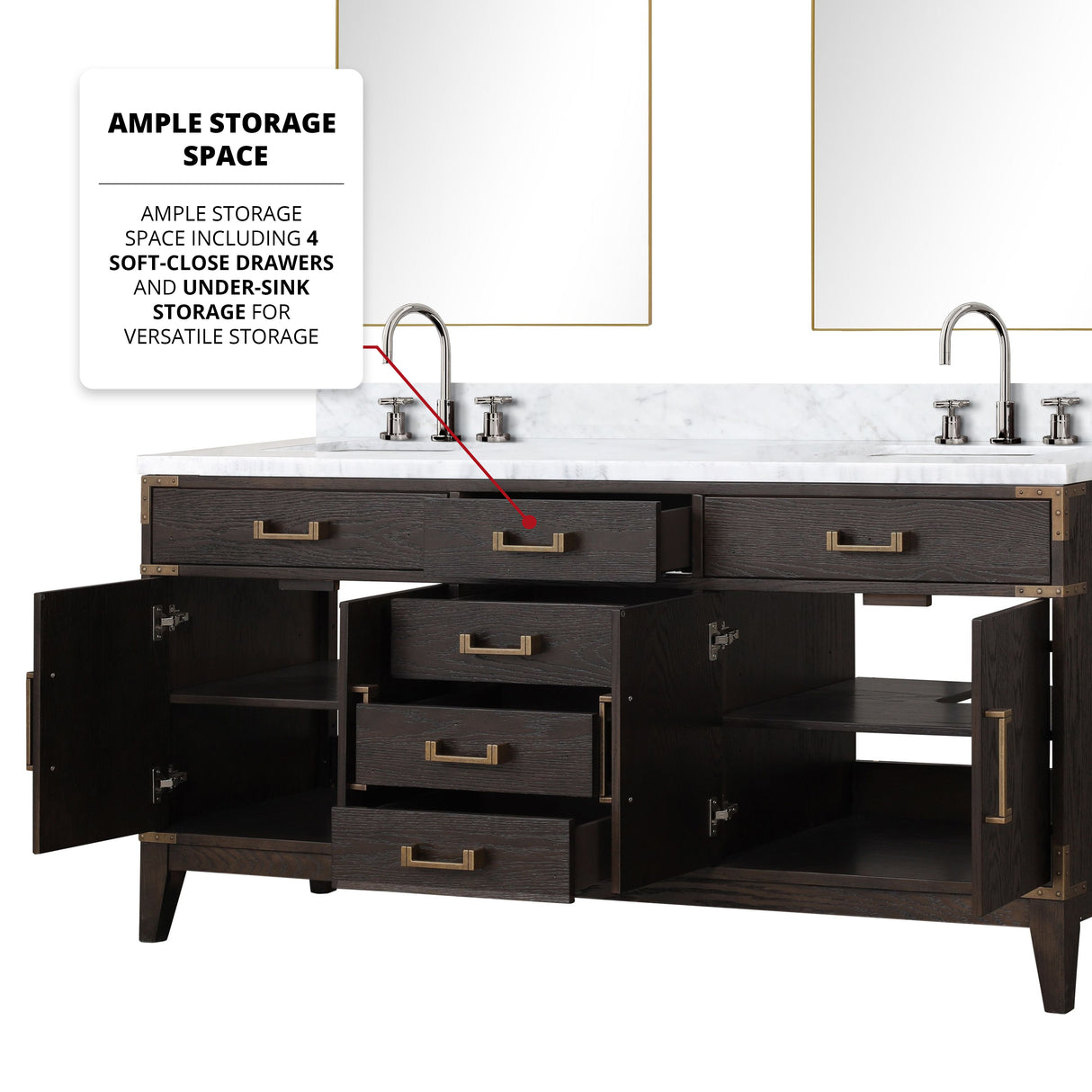 Laurel 72 in. Freestanding Bathroom Vanity with Carrara Marble Sink Top
