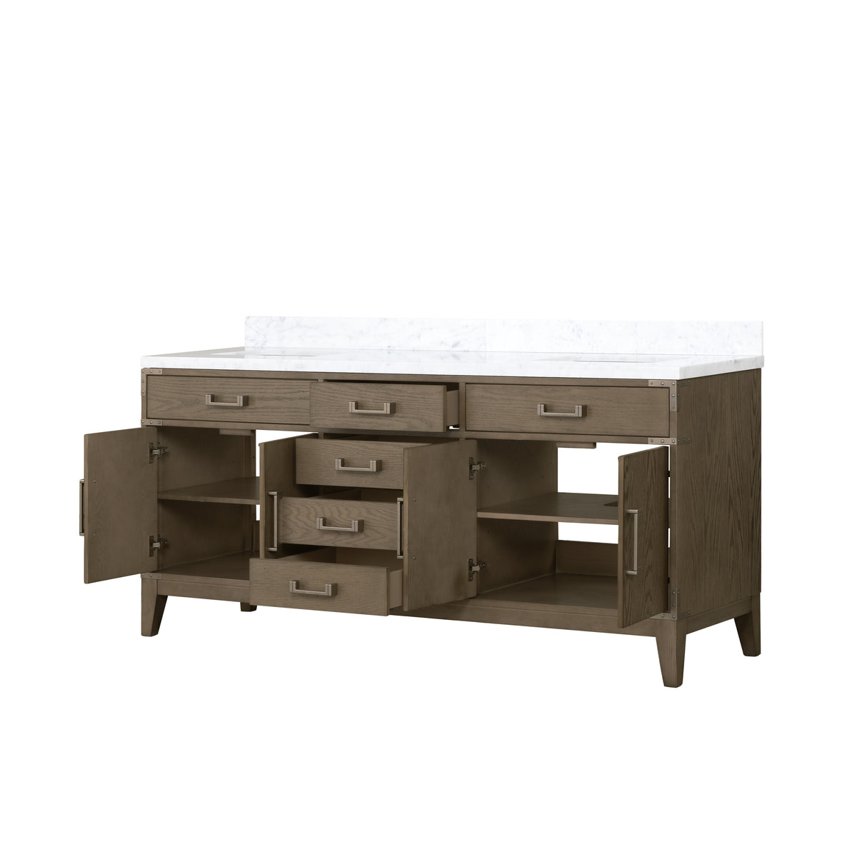 Laurel 72 in. Freestanding Bathroom Vanity with Carrara Marble Sink Top