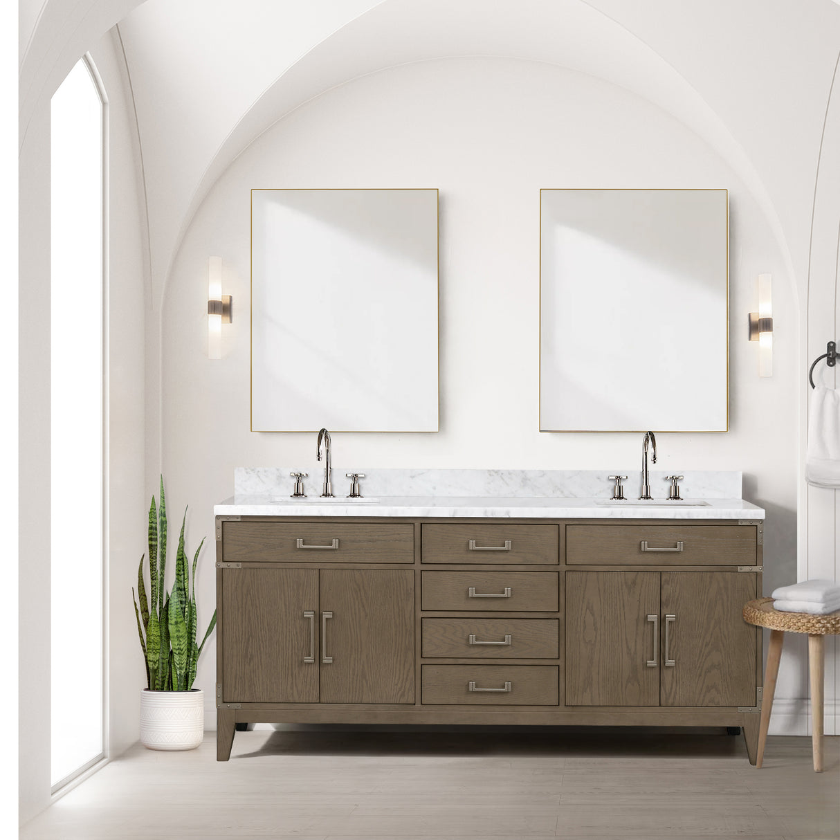 Laurel 72 in. Freestanding Bathroom Vanity with Carrara Marble Sink Top